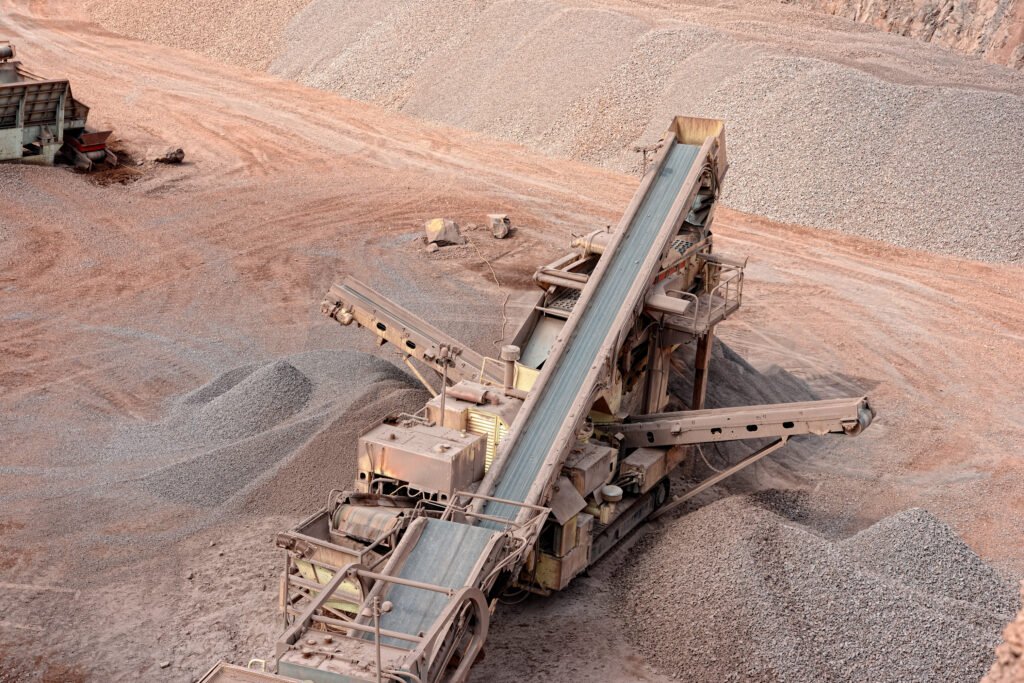 stone crusher in a quarry. mining industry
